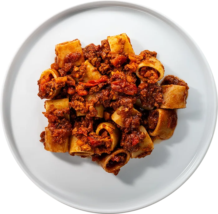 Teller Rigatoni mit Bolognese